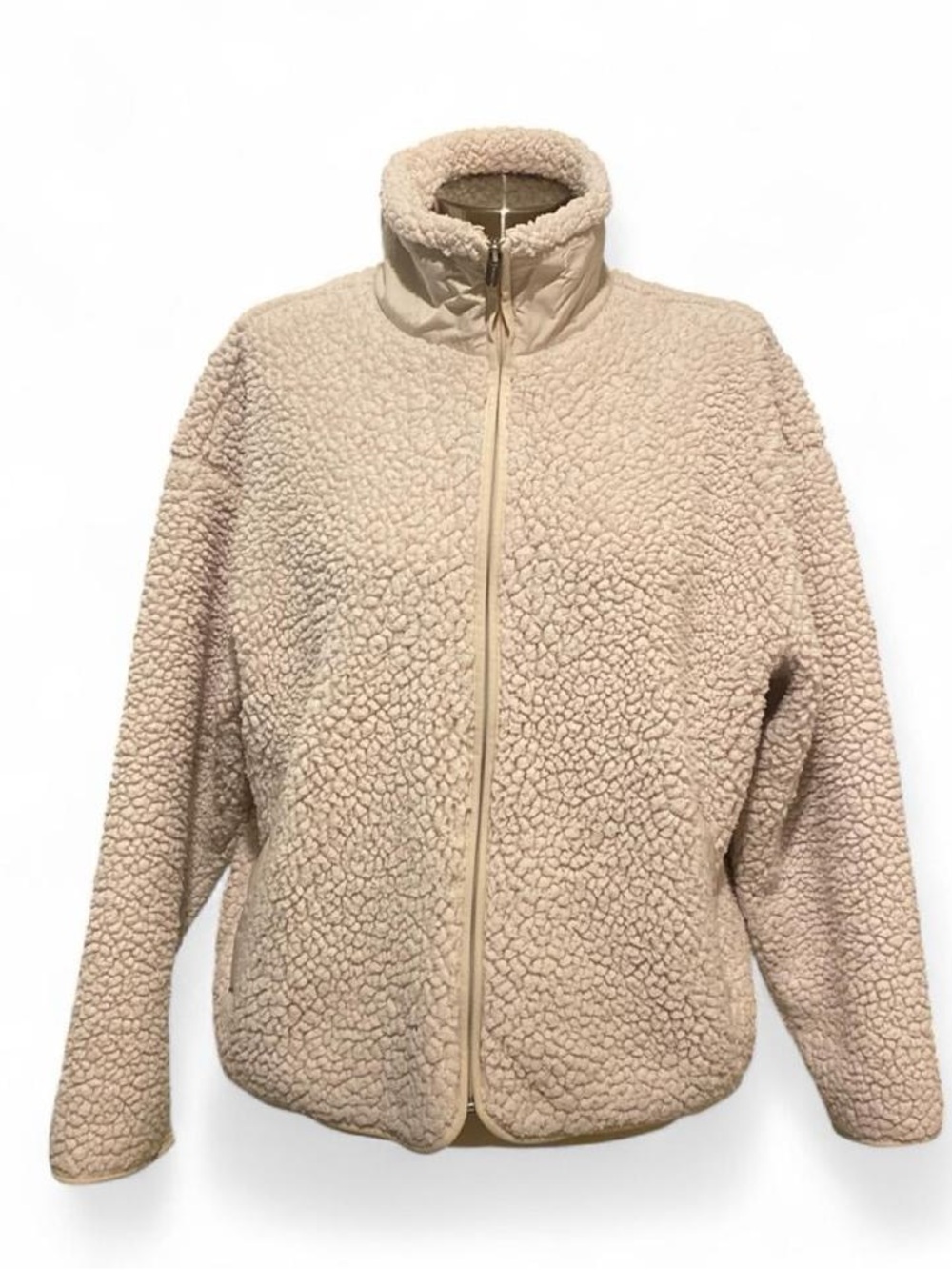 Athleta Cream Teddy Fleece Zip Jacket